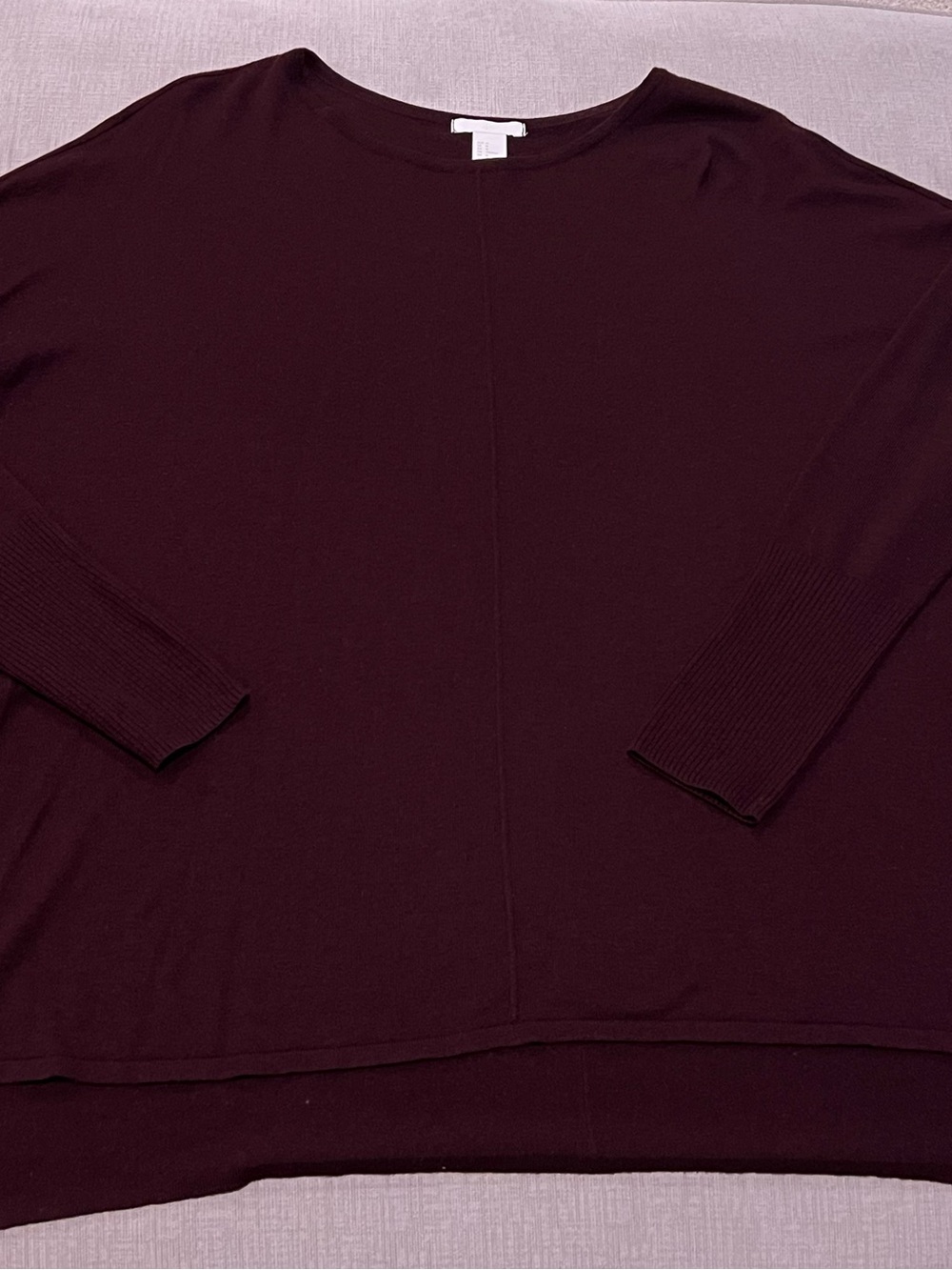 H&M Long Sleeve Knit Tunic Top- dark Burgundy size medium